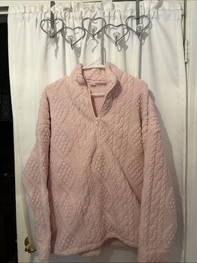 Gilly Hicks Pale Pink Sherpa Quarter-Zip Pullover Sweater